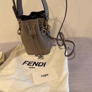 Fendi Taupe Leather Mini Bucket Bag